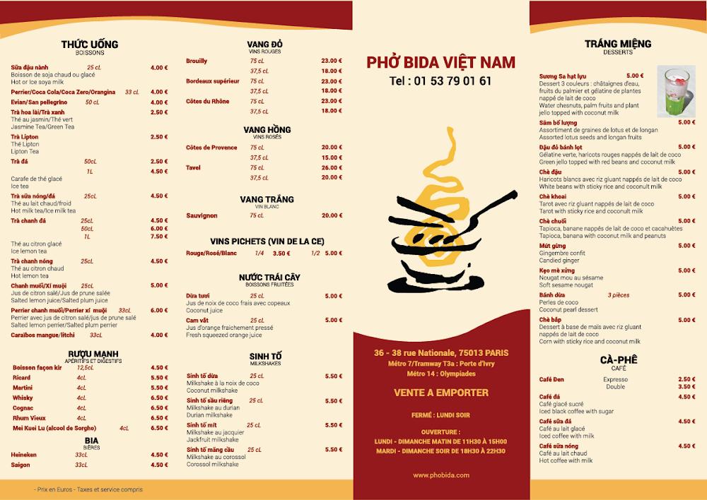 Pho Bida Viet Nam - Menu Image 2